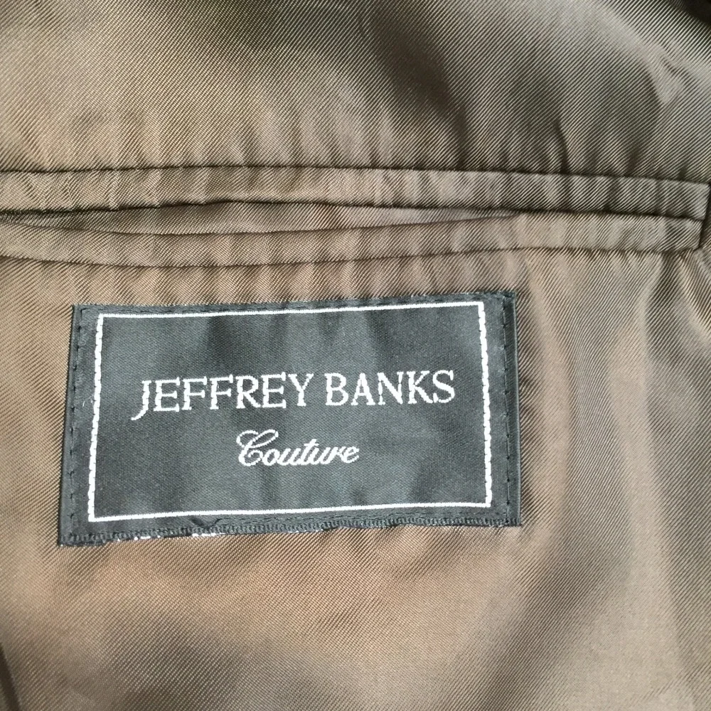 Jeffrey Banks Mens Blazer Glen Plaid Wool Blend Brown Gray 45R